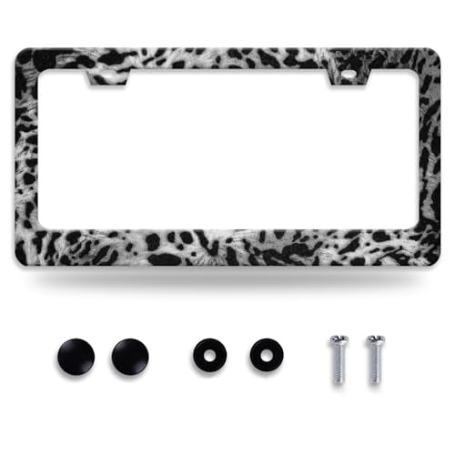 Beautiful Leopard Print License Plate Frame Cheetah Print Texture License Plate Holder for Car Decorative Parts Stainless Stee License Plate Frames for Standard Us Canada Funny 12x6 Inch - color: Beautiful Leopard Print