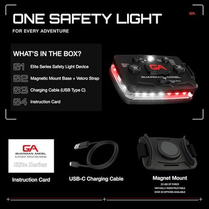Guardian Angel Elite Series Safety Light, Beacon Device (White/Red Front & White/Red Rear) Rechargeable, Magnetic, Hands-Free Wearable & Mountable LED Light for First Responders, EMS, & Firefighters - color: WhiteRed/WhiteRed, size: 1-Pack