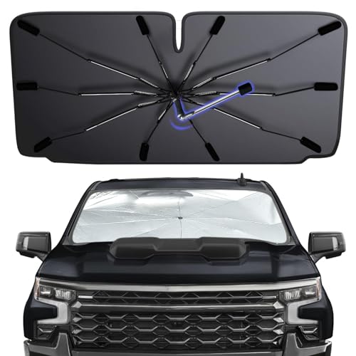 [2026 Upgraded] Windshield Sun Shade Umbrella, Foldable Car Sunshade for Trucks & SUVs with UV Protection, Heat Insulation & Automotive Interior Sun Protection for Outdoor Parking Camping (X-Large) - size: X-Large