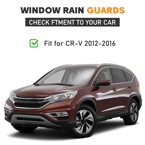 Shatterproof Taped-On Window Deflectors for Honda CR-V 2012-2016 with Chrome Trim, Rain Guards, Window Visors for Car, Vent Deflector, 4pcs - size: For 2012-2016 CR-V