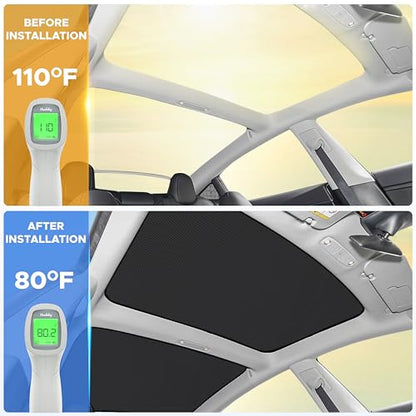 Econour Tesla Model Y Roof Sunshade, Panoramic Roof Window Insulation UV Rays Protection Sun Shade for 2020 2021 2022 2023 Tesla Model Y Accessories - size: Tesla Model Y Roof