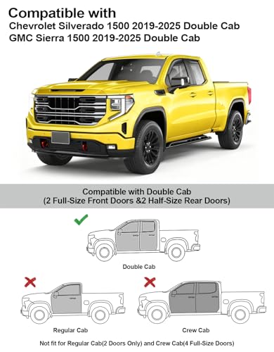 in-Channel Window Rain Guards Fit for Chevy Silverado GMC Sierra 1500 2019-2026 Double Cab Rain Guards Extra Durable Side Window Deflectors Truck Vent Visors Vent Shades Car Accessories - size: Fit for 2019-2026 Silverado/Sierra 1500 Double Cab