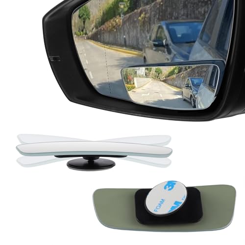 LivTee Blind Spot Mirror, Rectangular Shaped HD Glass Frameless Convex Rear View Mirror with wide angle Adjustable Stick for Cars SUV and Trucks, Pack of 2 - color: Long Rectangular, size: Adhesive Mount