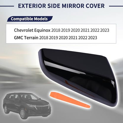 Exterior Side Mirror Cover Passenger Side 23406416 84225387 Compatible with Chevrolet Equinox GMC Terrain 2018-2023 Rearview Mirror Cap Right Side - size: Right Side