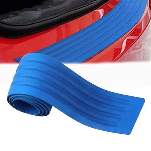 Car Rear Bumper Protector Guard Door Sill Protector Anti-Collision Trunk Guard Strip Car Rear Trim Anti-Scratch Door Entry Sill Guard Non-Slip Rubber Vehicle Trim Cover Protection (Blue 90cm) - color: Blue, 90CM