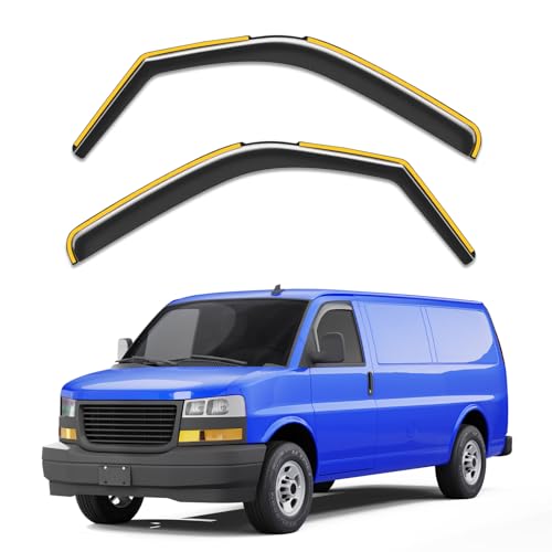 in-Channel Rain Guards Fit for Chevy Express Van 1996-2026 & GMC Savana 1996-2026, Window Rain Guards Visors Vent Visors Window Deflector Vent Shades Car Accessories -2 pcs - size: For Chevy Express Van/GMC Savana 1996-2026
