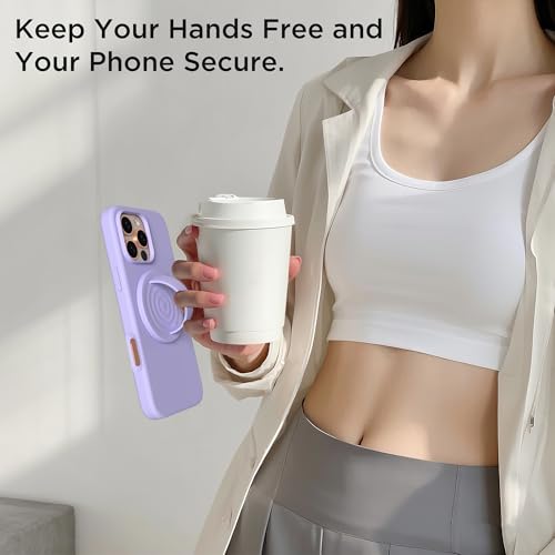 Magnetic Phone Grip Ring Holder, Liquid Silicone Magnet Cell Phone Grip Finger Loop, Compatible with Magsafe, Back of Phone for iPhone 17/16/15/14/13/12 Series, Lilac Purple - color: Lilac Purple