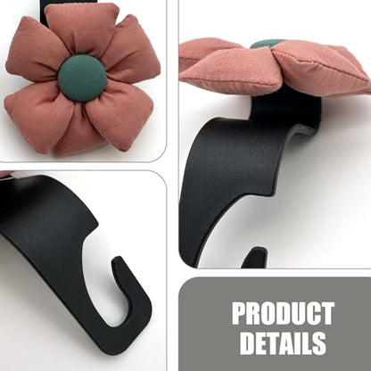 2 PCS Cute Flower Car Seat Headrest Hooks, Multifunctional Headrest Hanger, Universal Automotive Storage Organizer for Handbags Purses (Red) - color: Red