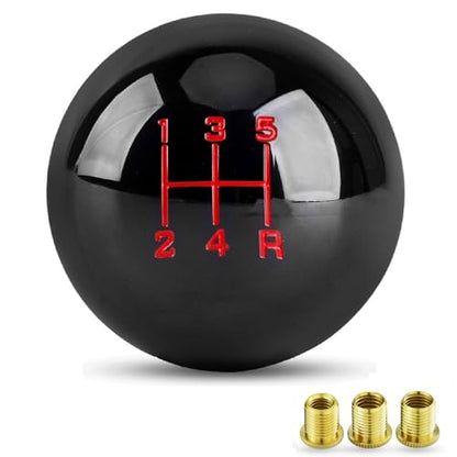 5 Speed Car Racing Gear Shift Shifter Knob, Resin Polished Round Ball Shift Knob with 3 Adapters Compatible with Manual Car (Mini Black 5) - color: 5 Speed Mini(Black)