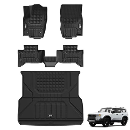 3W Floor Mats & Cargo Liner for 2024-2027 Toyota Land Cruiser Prado, TPE Custom Fit Floor Liner & Trunk Mats 1st &2nd Rows Car Mats & Cargo Mat - style: 7. Land Cruiser|24-27|Floor Mats&Cargo Liner