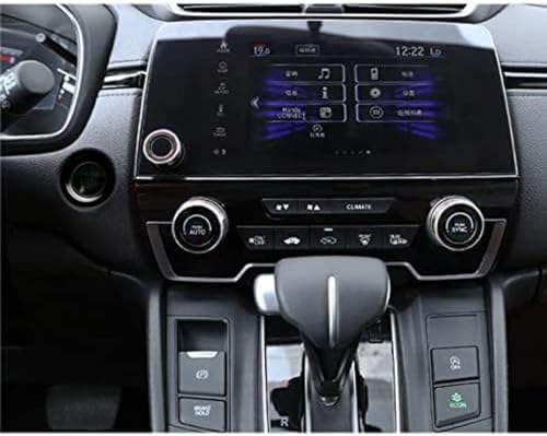 4pcs Aluminum Interior Console Trim Compatible with Honda CRV CR-V 2017 2018 2019 2020 2021 AC Air Conditioning Knob Start Stop Button Navigation Volume Knob Cover Trim (4Pcs Black) - color: Black
