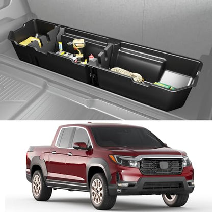 KINGGERI Under Seat Storage Boxes - Compatible with 2006-2026 Honda Ridgeline Crew Cab, Heavy Duty Upgraded Rear Under Back Seat Storage Truck Cargo Black Tool Box Organizer - size: Compatible with 2006-2026 Honda Ridgeline