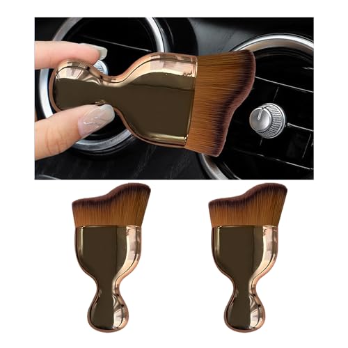 Dickno 2PCS Car Interior Dust Brush, Soft Scratch Free Auto Detailing Brushes, Universal Vehicle Interior Cleaning Tool for Automotive Dashboard, Air Vents, Leather (Rose Golden) - color: Rose Golden, size: 2 PCS