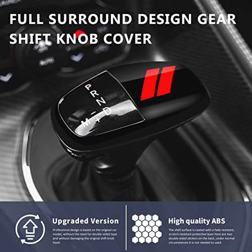 auovo Gear Shift Knob Cover Trim for Dodge Charger Accessories 2015-2023 Challenger 2015-2024 / Durango 2016-2026 (Black-Red) - color: Black-Red