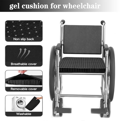 Gel Seat Cushion for Long Sitting, Soft and Breathable, Seat Cushion for Back, Sciatica, Hip, Tailbone Pain Relief, Used for Office, Wheelchair, Car, Recliner, Truck, Kayak. (Black)