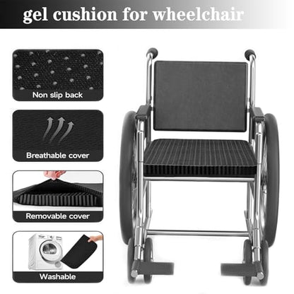 Gel Seat Cushion for Long Sitting, Soft and Breathable, Seat Cushion for Back, Sciatica, Hip, Tailbone Pain Relief, Used for Office, Wheelchair, Car, Recliner, Truck, Kayak. (Black)