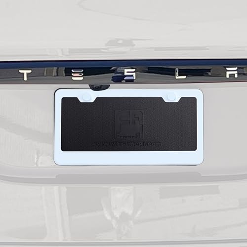 T304 Stainless Steel License Plate Frame – 8K Mirror Polish Finish, Rust-Resistant, Slim Design, Universal Fit, Includes Screw Caps, Washers & Stainless Steel Screws (White) - color: White