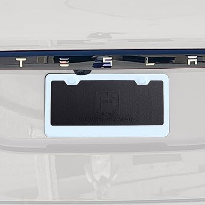 T304 Stainless Steel License Plate Frame – 8K Mirror Polish Finish, Rust-Resistant, Slim Design, Universal Fit, Includes Screw Caps, Washers & Stainless Steel Screws (White) - color: White