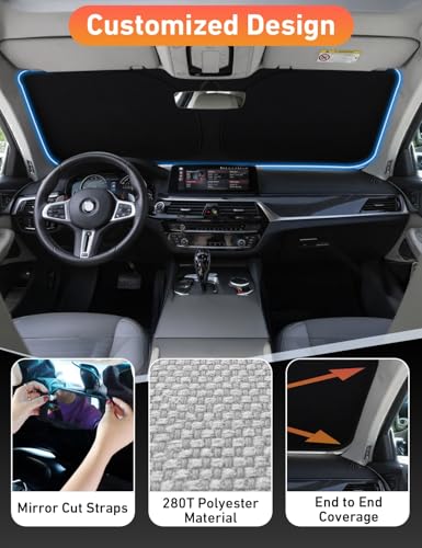 EcoNour Windshield Sunshade Compatible for Audi A3 2014-2018 2019 2020, Sun Visor for Front Windshield & Window Sun Shade Cover, UV Heat Blocker & Protector, Car Accessories - size: For Audi A3 (2014-2020)