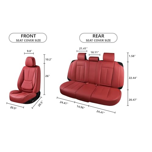Car Seat Covers Full Set,Leather Waterproof Car Seat Cover,Airbag Compatible,Breathable Design,Suitable for Car,Truck,SUV 5 Pack(Burgundy) - color: Burgundy, size: 5 Pack