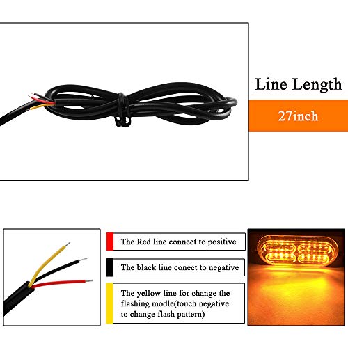 Teguangmei 12-24V 20-LED Super Bright Emergency Strobe Warning Caution Hazard Construction Waterproof Flashing Strobe LED Light Bar Surface Mount for Car Truck SUV Van (Amber) - color: Amber