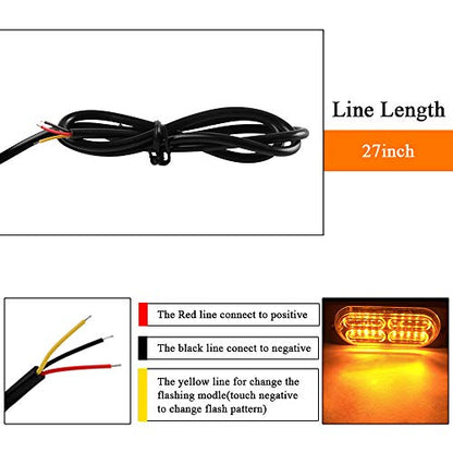 12-24V 20-LED Super Bright Emergency Strobe Warning Caution Hazard Construction Waterproof Flashing Strobe LED Light Bar Surface Mount for Car Truck SUV Van (Amber) - color: Amber