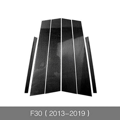 6PCS Car Window Molding Trim B-Pillars Sticker Carbon Fiber Decals fits for BMW F30 2012 2013 2014 2015 2016 2017 2018 2019 Accessories - color: F30 (2013-2017)