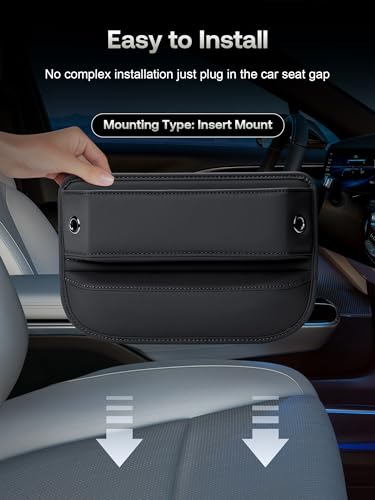 Premium Leather Car Seat Gap Filler Organizer (0.2”-1.2" Gaps), Clever Gifts for Car SUV Truck Owners (Black, 1 Pack) - color: 01 Black, 1 Pack