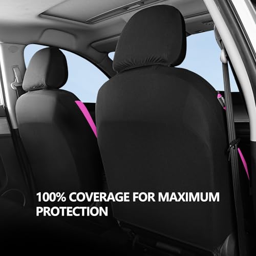 HChengkikz Car Seat Covers Front Seat, Waterproof Neoprene Car Seat Covers, Airbag Compatible, All Season Protection Universal Fit Most Cars, Trucks, SUVs (Black + Pink) - color: Black Pink, size: Two Front