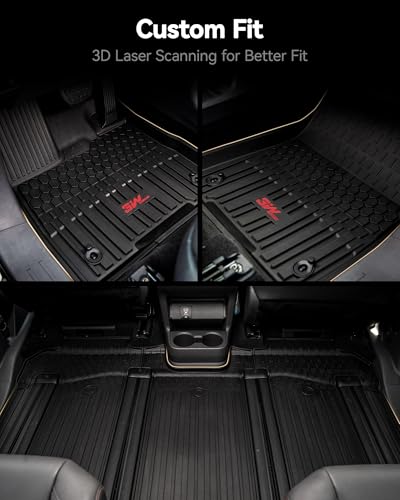 3W Floor Mats Fit Toyota Sienna 2021-2026(Only for 7 Seat), TPE All Weather Custom Fit Floor Liner for Sienna XLE/XSE/Limited/Woodland Edition 1-3rd Row with Red Accent (Not for Platinum Edition) - style: 1. Sienna 7 S|21-25|Floor Mats Red Accent