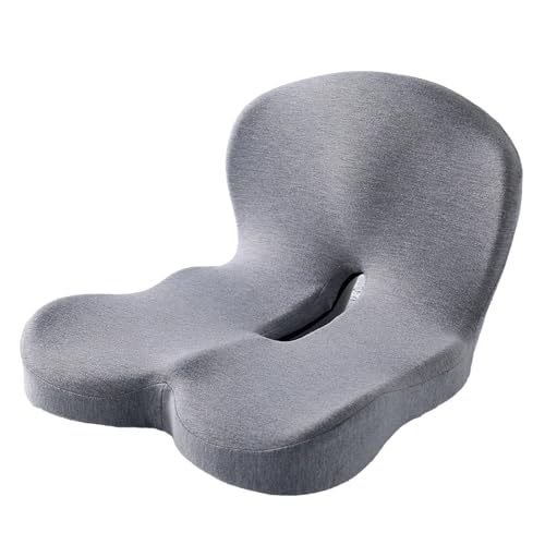 Memory Foam Contoured Seat Cushion with L-Shaped Ergonomic Design for Office Chair Car Seats Seat Cushion for Truck Driver, Truck Car Seat Cushions for Driving Lumbar Support (Grey) - color: Grey