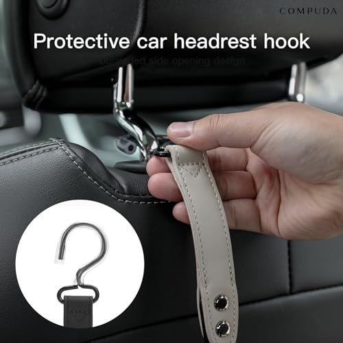 Car Headrest Hook 2 Pack Car Hook Holder Leather Headrest Hooks for Purses and Bags,SUS304 Car Hook (Grey) - color: Gray