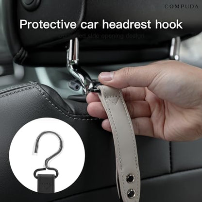 Car Headrest Hook 2 Pack Car Hook Holder Leather Headrest Hooks for Purses and Bags,SUS304 Car Hook (Grey) - color: Gray