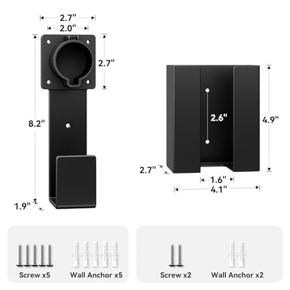 EV Charger Holder Wall Mount – J1772 Cable Organizer & Nozzle Holster with Storage Box for Electric Vehicle Charging