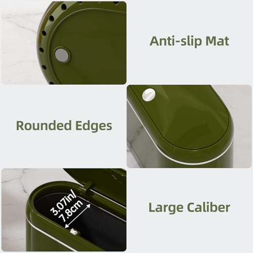 PAVSTINE Mini Trash Can for Desk with 5 Rolls of Trash Bags, Small Press-Top Countertop Garbage Bin, Removable Waste Basket for Bedroom, Vanity, Coffee Table, Kitchen (Green Full-Lid) - color: Green Full-Lid