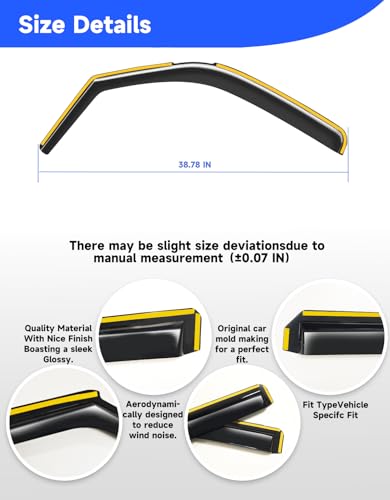 in-Channel Rain Guards Fit for Chevy Express Van 1996-2026 & GMC Savana 1996-2026, Window Rain Guards Visors Vent Visors Window Deflector Vent Shades Car Accessories -2 pcs - size: For Chevy Express Van/GMC Savana 1996-2026