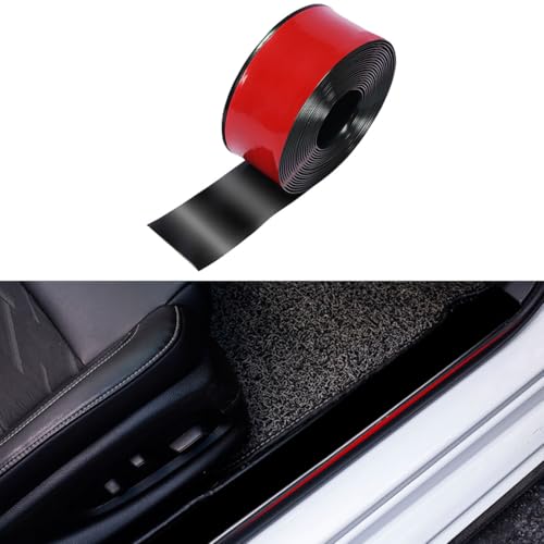 Car Door Sill Protector,2 in x 118 in Anti-Scratch Car Door Edge Guards,Automotive Anti-Collision Strip for Doors Edge,Front and Rear Bumper - color: Black