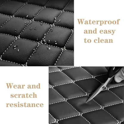 Custom Luxury Car Floor Mats Suitable for All Sedans, Sports Cars,SUV, Business Vehicles, Trucks, Waterproof and Anti Slip Fully Covered Leather Floor Mats (Beige and Black)