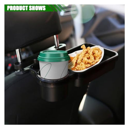 Car Cup Holder Tray, Detachable Eating Organizer Backseat Car Tray, Car Back Seat Organizer Foldable Desing, Automotive Accessories for Most Vehicles