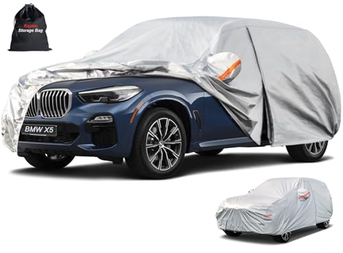 Kayme 6 Layers SUV Car Cover Custom Fit for BMW X5 (2007-2025) Waterproof All Weather for Automobiles, Outdoor Full Cover Rain Sun UV Protection.Silver - size: 7. Custom Fit BMW X5