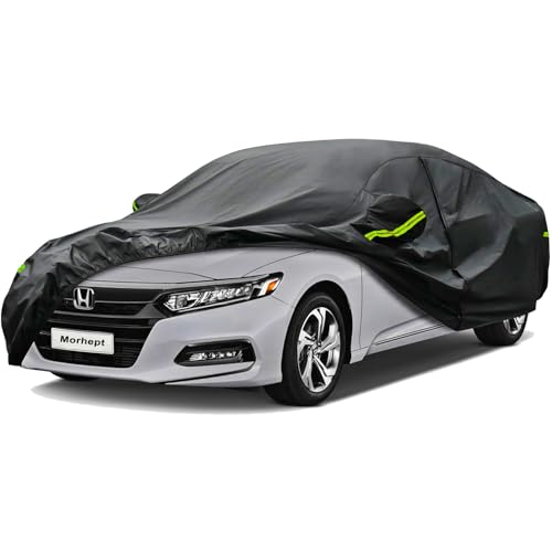 Car Cover Custom Fit for Honda Accord, Waterproof All Weather Full Exterior Cover Rain Snow UV Protection Cover with Door Zipper - color: Black, size: Fit for Honda Accord