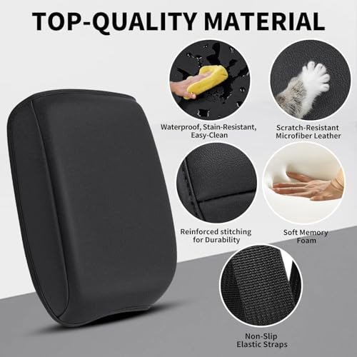Center Console Cushion Compatible with Toyota Tacoma 2016-2023 Accessories, Premium Leather Arm Rest Cover Pad, Car Middle Console Cover (Black) - size: 2016-2023 Toyota Tacoma