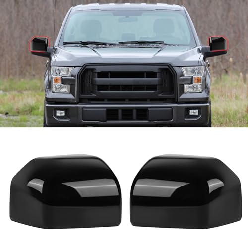 Moonlinks Compatible with 2015-2020 Ford F150 Side Mirror Cover Replacement,Glossy Black LH & RH Side Door Exterior Rearview Mirror Cap Trim for F150 2015 2016 2017 2018 2019 2020(1 Pair) - color: Black