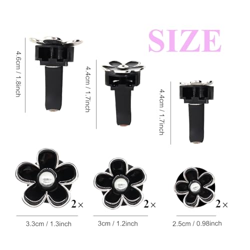 ORIESSE 6pcs Flower Car Air Freshener Vent Clips,Girly Daisy Car Accessorie for Women,3 Sizes Sparkle Black Silver Flowers Vent Clips Decor,Refillable Diffuser