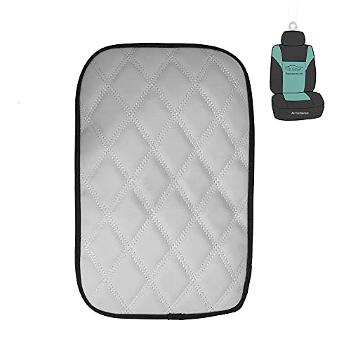 FH Group Ultra Luxe Faux Leather Diamond Pattern Center Console Armrest Cushion, Luxury Seat Box Cover Protector for Most Cars, Trucks, and SUVs (Gray) w. Gift - color: Gray, size: Faux Leather