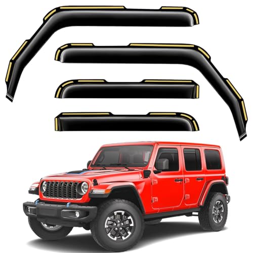 in-Channel Window Rain Guards Fit for Truck Jeep Wrangler JL 2018-2026 and Gladiator 2020-2026 Extra Durable Window Visors Window Deflectors Vent Visors Vent Shades Car Accessories-4 pcs - size: Fit for 2018-2026 Wrangler JL/2020-2026 Gladiator