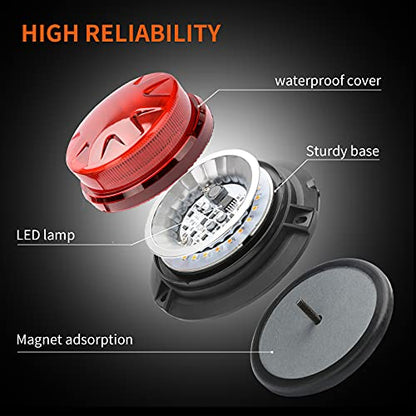 Red Led Emergency Strobe Beacon Lights with Magnetic Mount and 8 Flash Models Warning Safety Flashing Rooftop Signal Lamp for Firefighters Police Construction Vehicle Tractor Truck (24-LED 12V-24V) - color: #2 Red