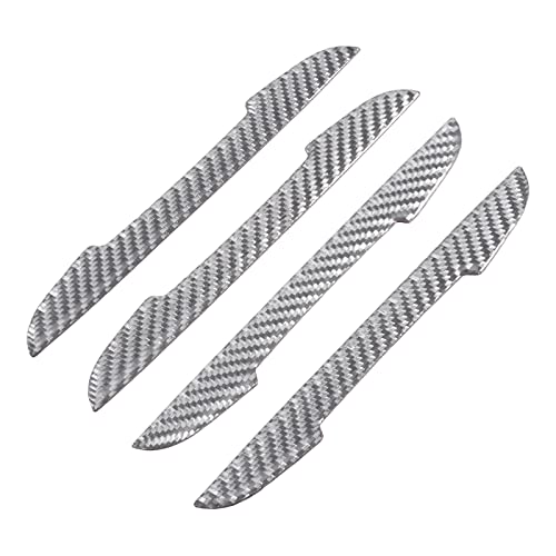 4Pcs Universal Real Carbon Fiber with 2mm Twill Woven Texture Door Edge Guard Paint Scratch Bumper Protector Anti Door Slam Silver Protective Pad Sticker Film for SUV Truck - size: L