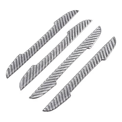 4Pcs Universal Real Carbon Fiber with 2mm Twill Woven Texture Door Edge Guard Paint Scratch Bumper Protector Anti Door Slam Silver Protective Pad Sticker Film for SUV Truck - size: L