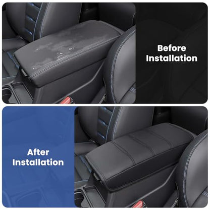 Center Console Cover for Honda CRV 2026 2025 2024 2023, Upgraded PU Leather Thick & Soft Armrest Cover for CRV 2023-2026 (Black Stitching) - color: Black Stitching